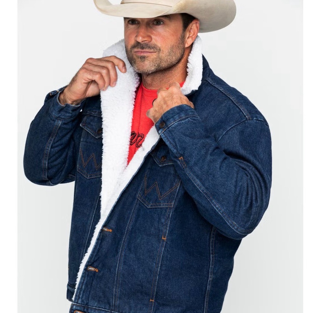 NWT‎ WRANGLER MEN'S MEDIUM JEAN SHERPA LINED DENIM JACKET